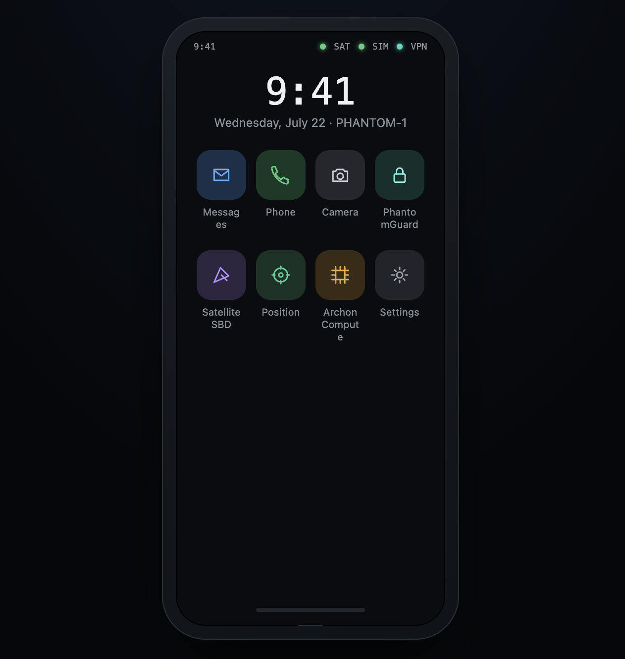 PHANTOM-1 secure Android handset interface